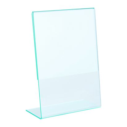 Soporte expositor en L, PMMA (metacrilato), transparente-verde A6