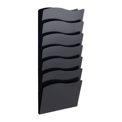 Portafolletos de pared A4 vertical, acero PTXG negro  | 7 compartimientos 