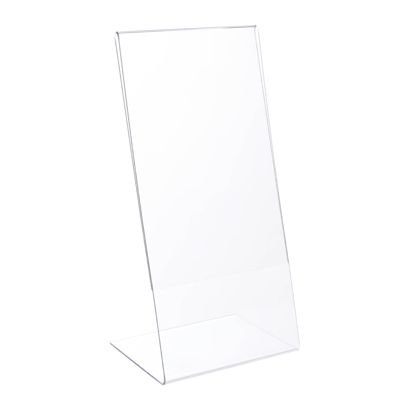 Soporte expositor en L, formato vertical, irrompible, PET 1/3 A4