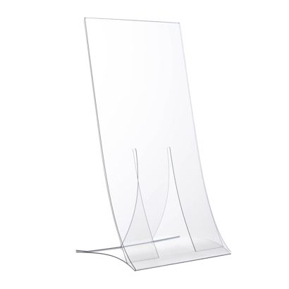 Soporte expositor en L, plegable, formato vertical, irrompible, PET 1/3 A4