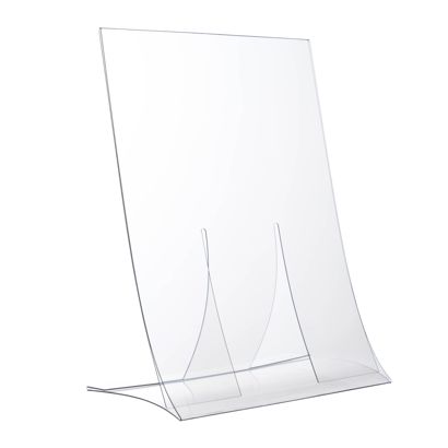 Soporte expositor en L, plegable, formato vertical, irrompible, PET A5