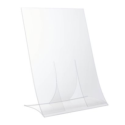 Soporte expositor en L, plegable, formato vertical, irrompible, PET A4