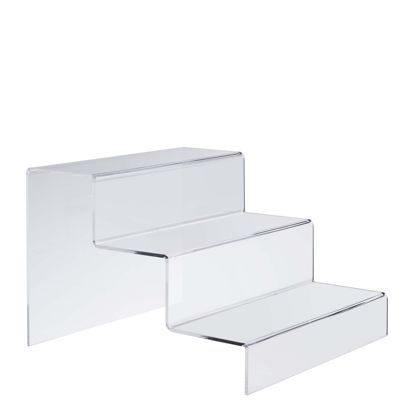 Expositor escalera, metacrilato 300 x 215 x 333 mm  | transparente  | de 3 gradas 