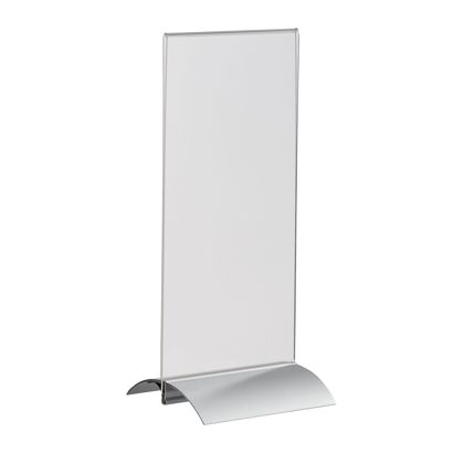 Soporte expositor en T con base de sujeción de aluminio formato vertical | 1/3 A4