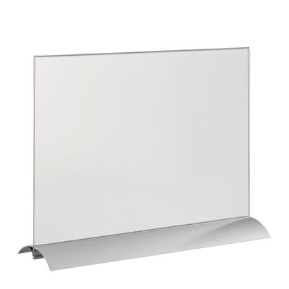 Soporte expositor en T con base de sujeción de aluminio A4  | formato horizontal 