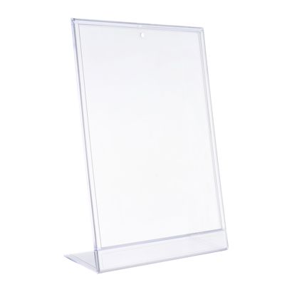 Soporte expositor en L, A4, vertical, PS + PVC 