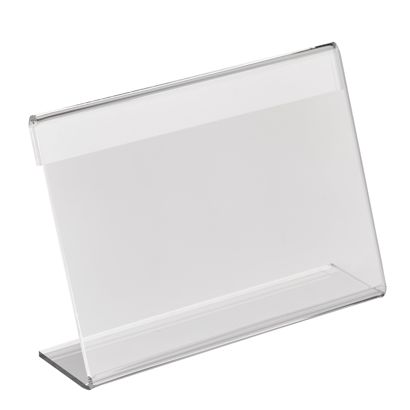 Soporte expositor en L, metacrilato formato horizontal | 130 x 90 mm