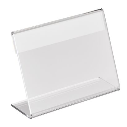 Soporte expositor en L, metacrilato 95 x 70 mm  | formato apaisado 