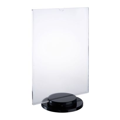 Expositor de mesa giratorio con base negra, metacrilato A4