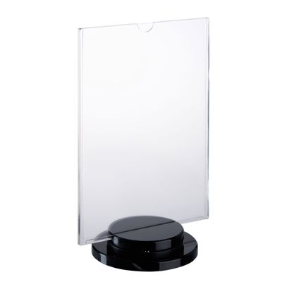 Expositor de mesa giratorio con base negra, metacrilato A5