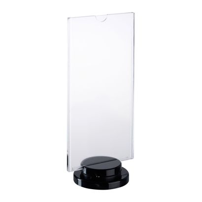 Expositor de mesa giratorio con base negra, metacrilato 1/3 A4