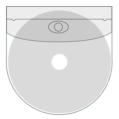Estuches para CD, autoadhesivos, parte inferior redonda, con solapa 