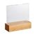 Soporte metacrilato con base de madera Roble  | A7  | formato horizontal 