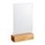 Soporte metacrilato con base de madera Roble  | A6  | Formato vertical 