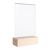 Expositor de mesa MODUL, funda de metacrilato con base de madera A6  | Haya  | base de madera con ranura de inserción recta 