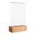 Expositor de mesa MODUL, funda de metacrilato con base de madera A6  | Roble  | base de madera con ranura de inserción recta 