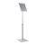 Expositor informativo PREMIUM altura regulable A4 con marco abatible plata 