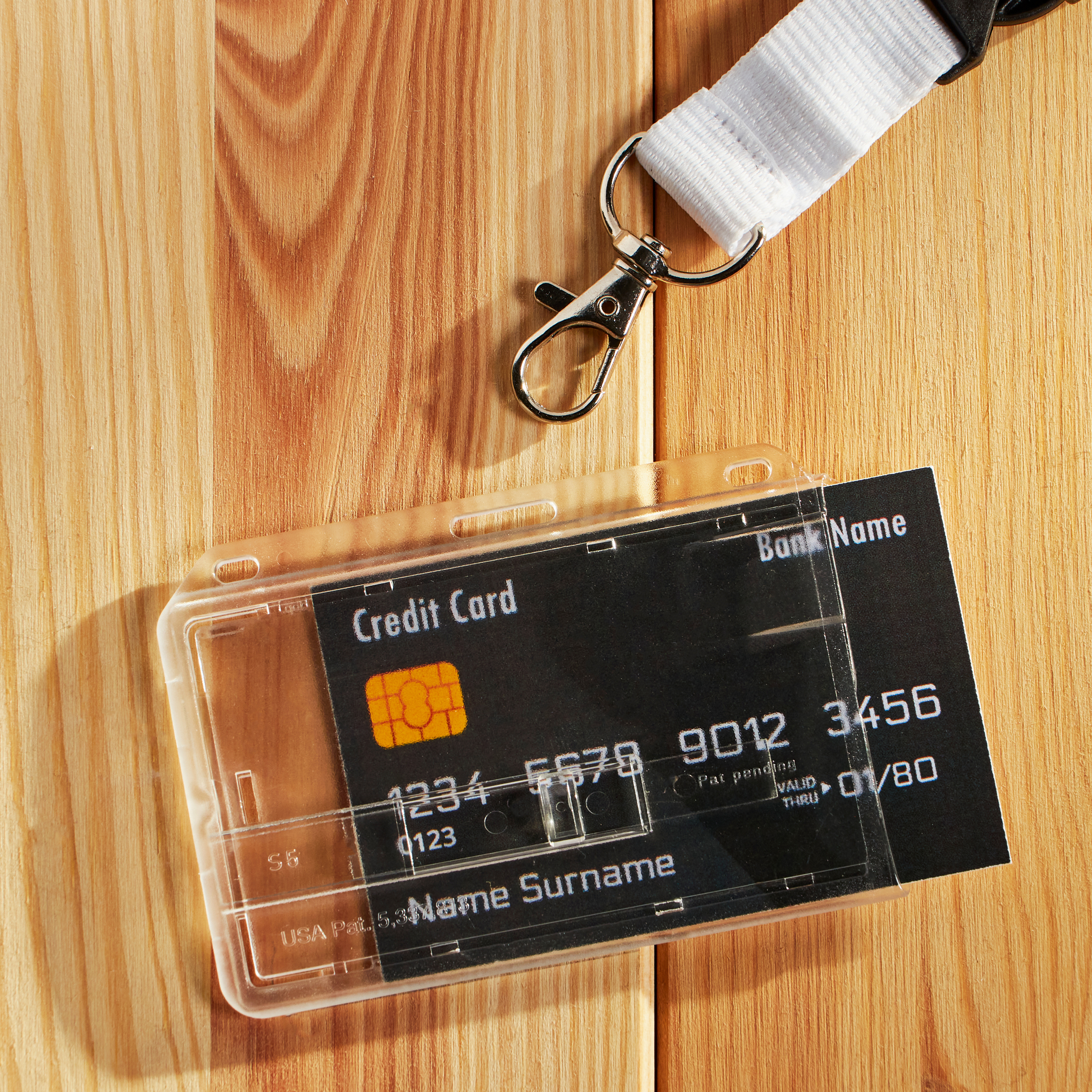 Funda tarjeta identificativa con deslizador, formato tarjeta de crédito,  acrílico